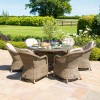 Maze Rattan Garden Furniture Winchester 6 Seat Round Fire Pit Table With Heritage Chairs  