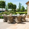 Maze Rattan Garden Furniture Winchester 8 Seat Round Fire Pit Table With Heritage Chairs  