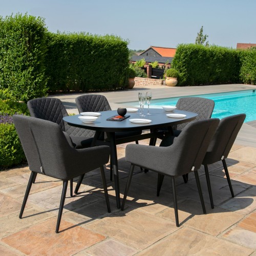 Maze Lounge Outdoor Fabric Zest Charcoal 6 Seat Oval Dining Set 