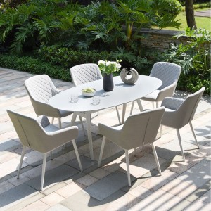 Maze Lounge Outdoor Fabric Zest Lead Chine 6 Seat Oval Dining Set 