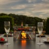 Maze Lounge Outdoor Fabric Zest Flanelle 8 Seat Rectangular Fire Pit Dining Set  