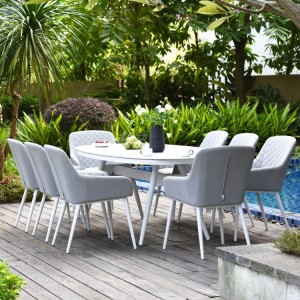 Maze Lounge Outdoor Fabric Zest Lead Chine 8 Seat Oval Dining Set 