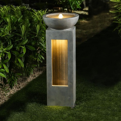 Nova Garden Furniture Amity Light Grey Water Feature with 2 LED Lights  