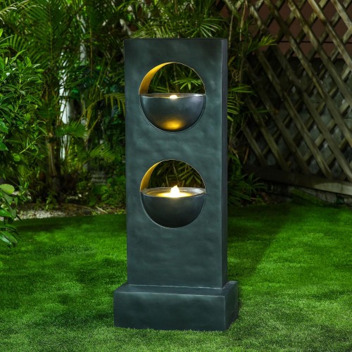 Nova Garden Furniture Harmony Light Grey Water Feature with 2 LED Lights