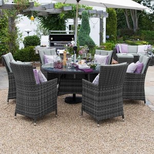 Nova Garden Furniture Sienna Grey Rattan 6 Seat Round Dining Set 