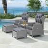 Nova Garden Furniture Skylar White Wash Rattan Reclining Armchair Lounge Set  