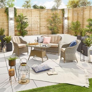 Nova Garden Furniture Isabella Willow Rattan 2 Seater Sofa Set with High Rise Coffee Table  