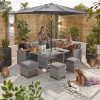 Nova Garden Furniture Ciara White Wash Rattan Right Hand Corner Dining Set with Parasol Hole Table  