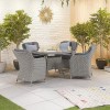 Nova Garden Furniture Camilla White Wash Rattan 4 Seat Round Dining Set  