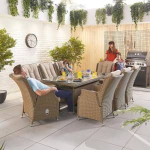 Nova Garden Furniture Carolina Willow Rattan 8 Seat Rectangular Dining Set  