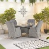 Nova Garden Furniture Carolina White Wash Rattan 4 Seat Round Dining Set 