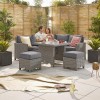 Nova Garden Furniture Ciara White Wash Rattan Compact Corner Dining Set with Parasol Hole Table