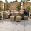 Nova Garden Furniture Ciara Willow Rattan Left Hand Corner Dining Set with Fire Pit Table 