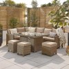 Nova Garden Furniture Ciara Willow Rattan Left Hand Corner Dining Set with Fire Pit Table 