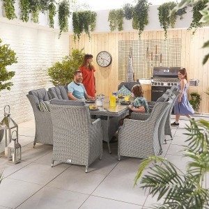 Nova Garden Furniture Thalia White Wash Rattan 8 Seat Rectangular Dining Set  
