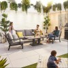 Nova Garden Furniture Vogue Aluminium 3 Seater Sofa Dining Set with Rising Table & Bench  