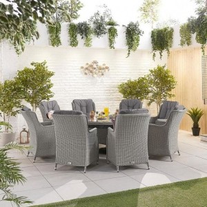 Nova Garden Furniture Thalia White Wash Rattan 8 Seat Round Dining Set  