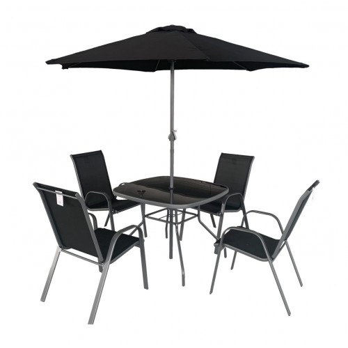 Royalcraft Rio 4 Seater Stacking Dining Set including parasol