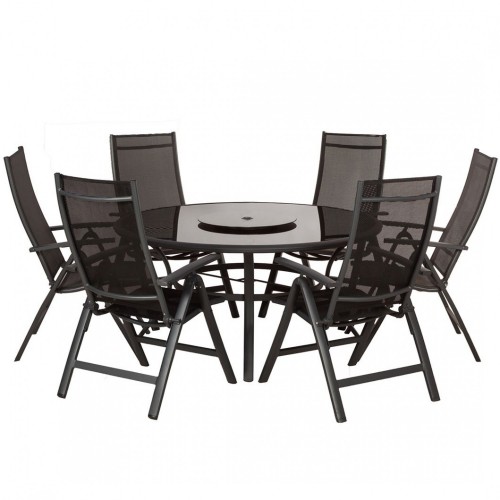 Royalcraft Sorrento 8pc Black Round Deluxe Recliner Set With Lazy Susan