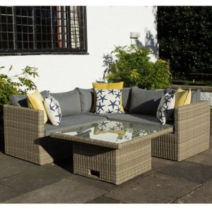 Royalcraft Garden Furniture Wentworth Rattan Corner Sofa Set & Adjustable Table