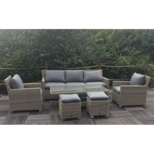 Royalcraft Garden Wentworth 7 Seater 6pc Sofa Dining Set with Adjustable Height Table