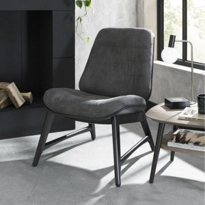 Vintage Weathered Oak Dark Grey Fabric Casual Chair 