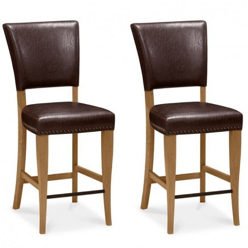 Bentley Designs Belgrave Espresso Faux Leather Upholstered Bar Stool Pair