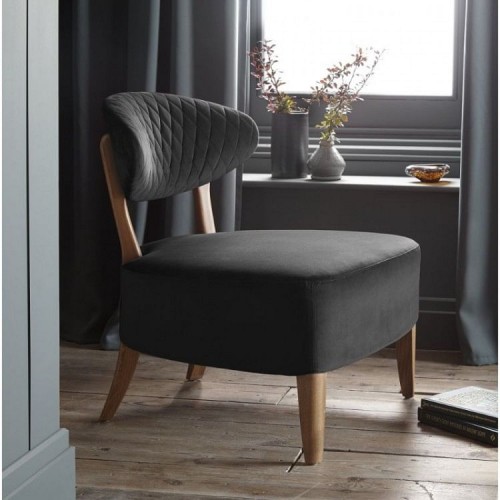 Margot Living Room Furniture Gun Metal Velvet Fabric Casual Chair