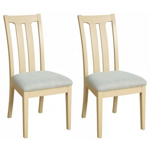 Lundy Painted Oak Furniture Slat Back Dining Chair Pair