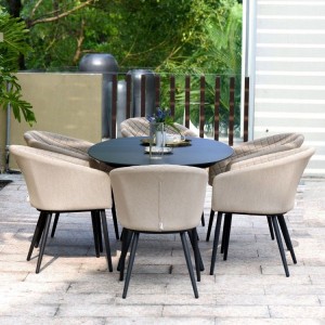 Maze Lounge Outdoor Fabric Taupe Ambition 6 Seat Oval Dining Set 