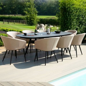 Maze Lounge Outdoor Fabric Taupe Ambition 8 Seat Oval Dining Set  