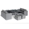 Maze Lounge Outdoor Fabric Fuzion Flanelle Sofa Cube Set with Fire Pit 