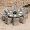 Maze Rattan Garden Oxford 8 Seat Round Fire Pit Table with Venice Chairs