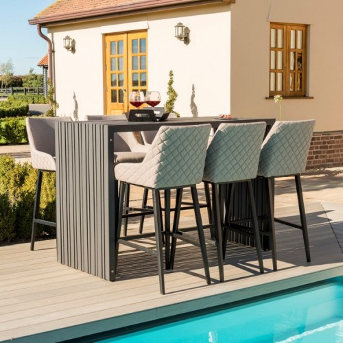 Maze Lounge Outdoor Fabric Regal 6 Seat Rectangular Bar Set in Taupe