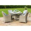 Maze Rattan Garden Furniture Oxford 4 Seat Round Dining Set With Venice Chairs  