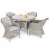 Maze Rattan Garden Furniture Oxford 4 Seat Round Dining Set With Rounded Chairs