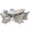 Maze Rattan Garden Furniture Oxford 6 Seat Oval Ice Bucket Dining Set with Heritage Chairs & Lazy Susan