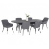 Maze Lounge Outdoor Fabric Zest 6 Seat Oval Dining Set in Flanelle