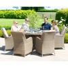 Maze Rattan Garden Furniture Winchester 6 Seat Round Fire Pit Table With Venice Chairs  