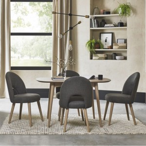 Bentley Designs Dansk Oak Furniture 4 Seat Table & Steel Chairs Set  