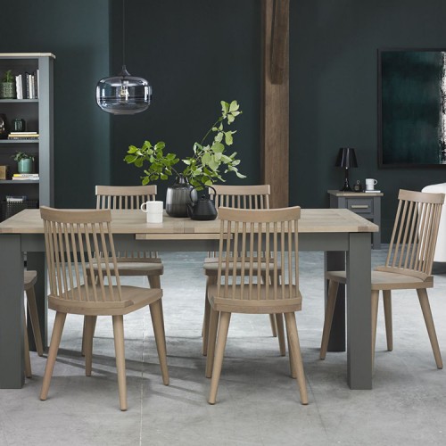 Bentley Designs Oakham Grey Painted & Oak 6-8 Extension Dining Table