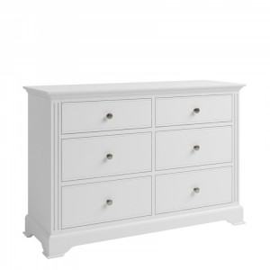 Newbury White Painted Furniture 6 Drawer Wide Chest