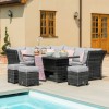 Maze Rattan Garden Furniture Henley Grey Corner Sofa with Reclining Arms and Table