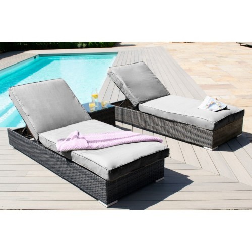 Maze Rattan Garden Furniture Orlando Grey Sunlounger Set  