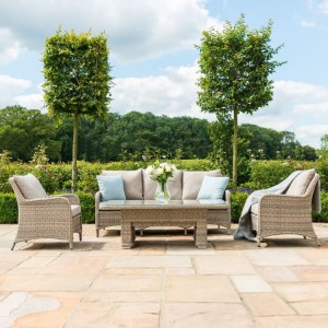 Maze Rattan Garden Furniture Cotswolds 3 Seat Sofa Dining with Rising Table  
