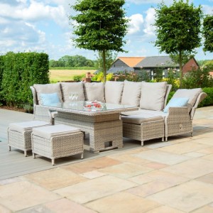 Maze Rattan Garden Furniture Cotswolds Reclining Corner Dining with Rising Table 