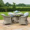 Maze Rattan Garden Furniture Oxford 4 Seat Round Dining Set With Rounded Chairs