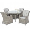 Maze Rattan Garden Furniture Oxford 4 Seat Round Dining Set With Venice Chairs  