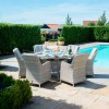 Maze Rattan Garden Furniture Oxford 6 Seat Round Fire Pit Table With Venice Chairs