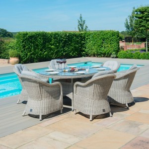 Maze Rattan Garden Furniture Oxford 6 Seat Oval Fire Pit Table With Heritage Chairs  